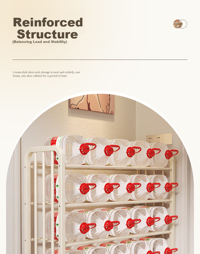 Shunyou Shoe Rack for Home Entryway, Multi-Tier Indoor Bedroom Narrow Edge Shoe Cabinet for Rental Apartments, 70cm Five-Tier Cream White SY-905 7