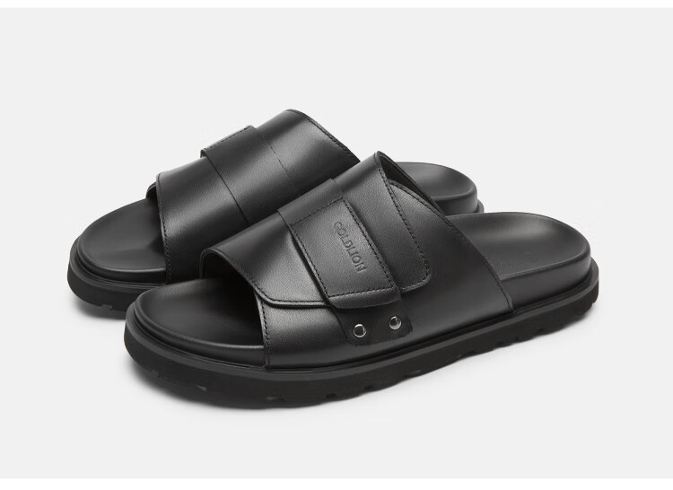 Goldlion Men's Summer Wearable Slippers Men's Velcro Sandals G542520008AAF Black Size 40 7