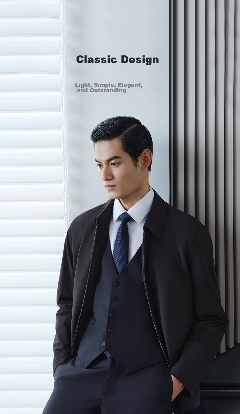 Goldlion [Cashmere Filling] Autumn Winter Jacket, Thickened Lapel, Warm Business Casual Coat for Men, Navy Blue-95L1 2XL 6