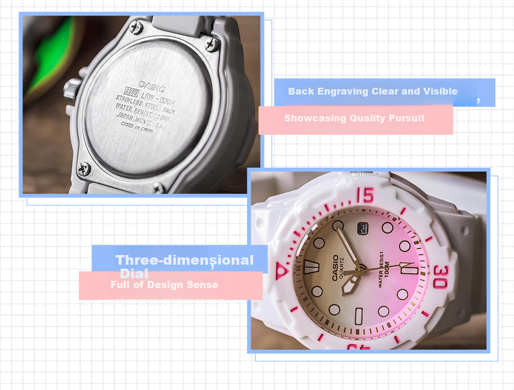 Casio Watch for Female Students, Exams, Children, Analog Night Light, Sports Waterproof Quartz Watch for Men And Women LRW-200H 6