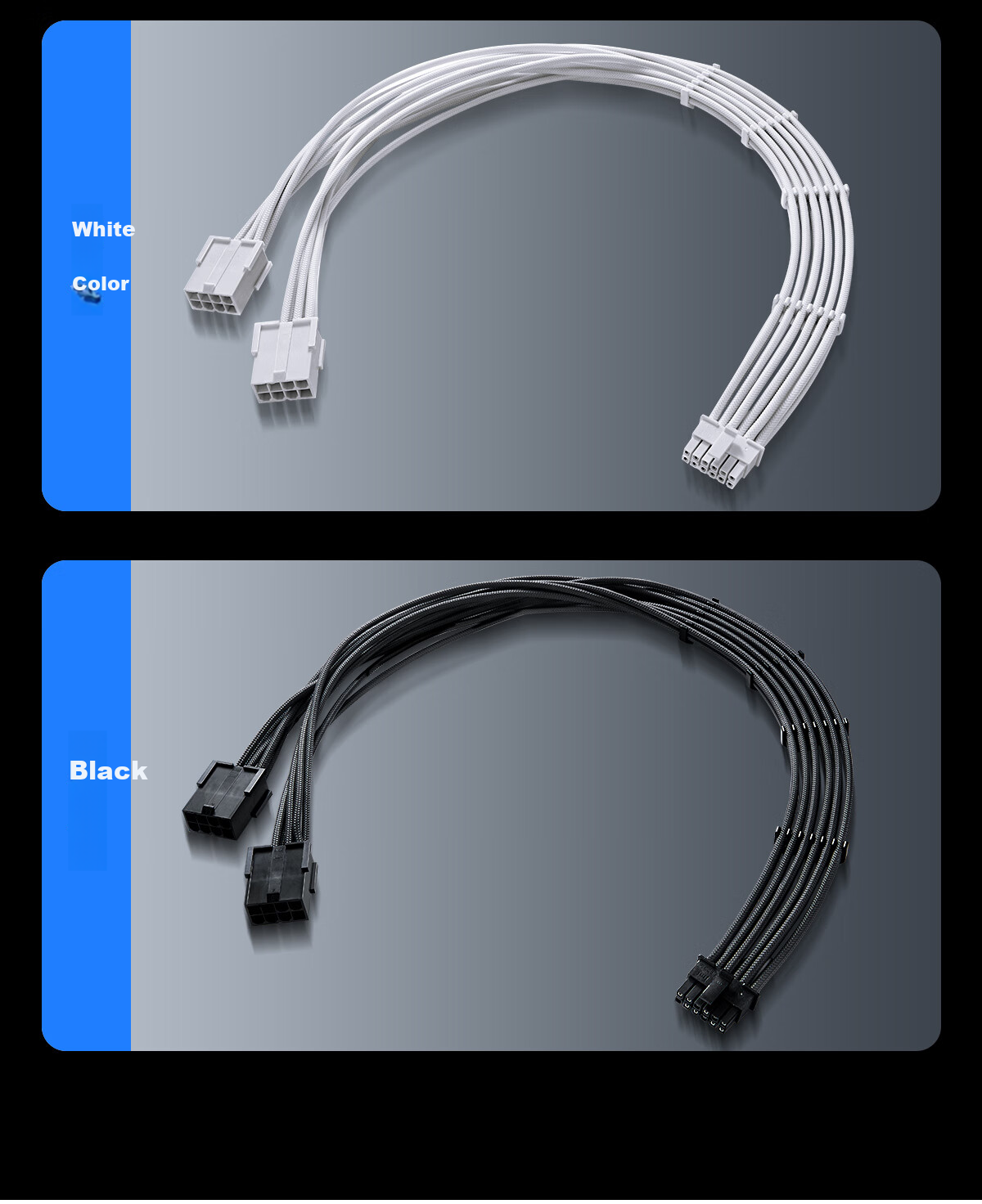 JEYI Graphics Card Power Extension Cable, 2*8Pin to 16Pin, Graphics Card Power Extension Module Cable, 12VHPWR, Dual 8P to 12+4P, 45cm, Black 3