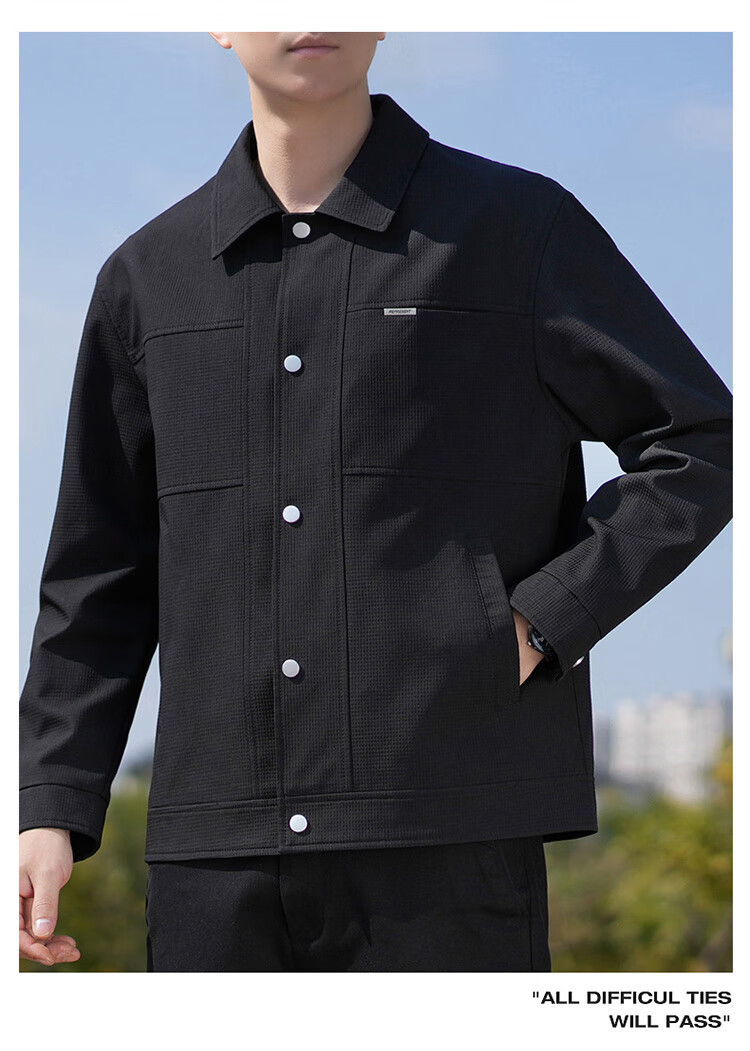 Pierre Cardin Men's Jacket Spring Autumn Winter Trendy Loose Workwear Casual Top Black XL 11