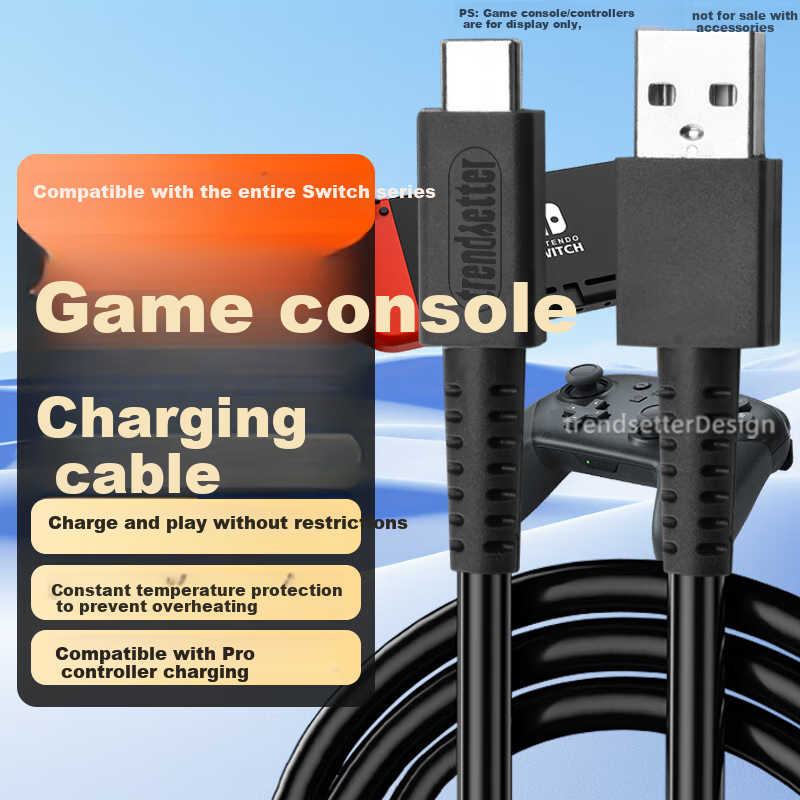 Yingqian, Suitable for Nintendo Switch Pro Controller Type-C Cable, Eight-Port Data Cable, 8BitDo SN30 M30 Pro 2 Charging Cable, 1.5 Meters