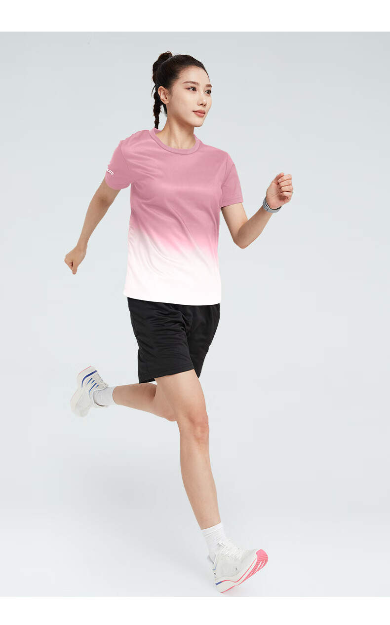 BURUITE Fitness Clothing for Women, Spring And Summer Ice Silk Quick-Dry Short-Sleeve Sportswear Set, Basketball Equipment, Training Running T-Shirt 3