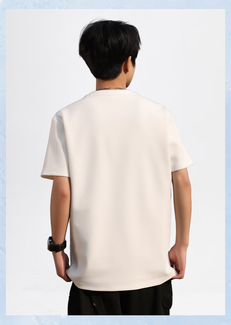 Huili Short-Sleeve T-Shirt for Men, Round Neck, Corn Pattern Print, Summer Undershirt, Loose-Fitting Trendy Casual Top for Me 11