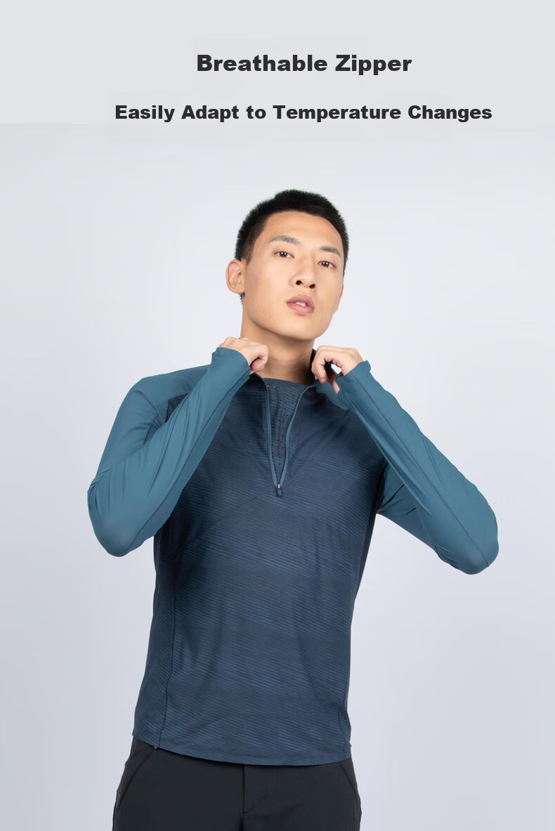 DECATHLON Quick-Dry Long Sleeve T-Shirt, Moisture-Wicking, Fast-Drying, Navy Blue - Men's S - 4313138 4