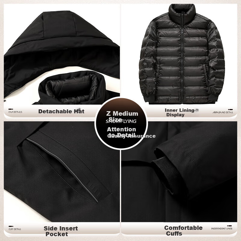 SNOWFLYING [Durable Goose down Jacket] Men's Detachable Inner Liner Warm Coat for Middle-Aged And Elderly Fathers