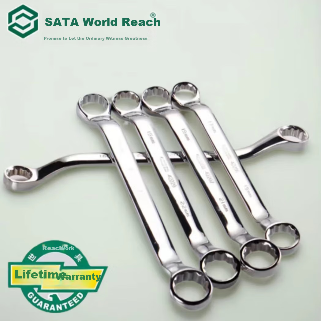 SATA Fully Polished Double-Ended Star Wrench, Automotive Repair Double Star Wrench Tool, 22x24mm, 42209