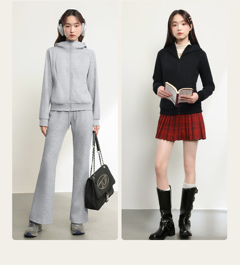 MJ STYLE Waist-Cinching Hooded Sweatshirt Jacket for Women, New Spring And Autumn 2026 Style, Petite Solid Color Slim-Fit Zip-Up Cardigan Top 7