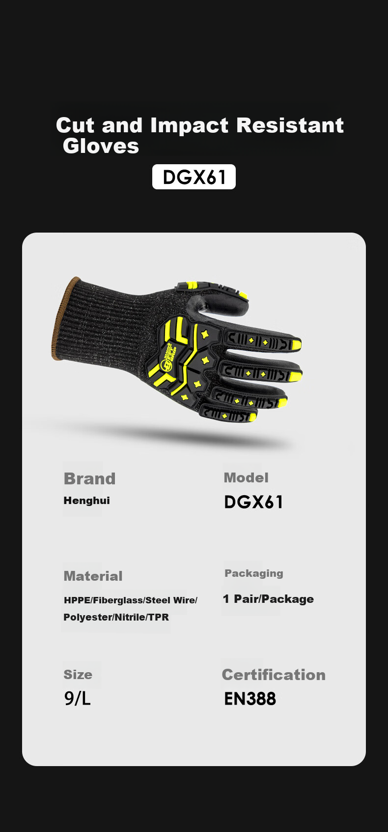 Henghui Anti-Collision And Cut-Resistant Touchscreen Gloves, Mechanical Rescue Shock-Absorbing Anti-Smashing Oil Mining Drilling Logging, Non-Slip Wear-Resistant Anti-Puncture Anti-Cutting DGX61 4
