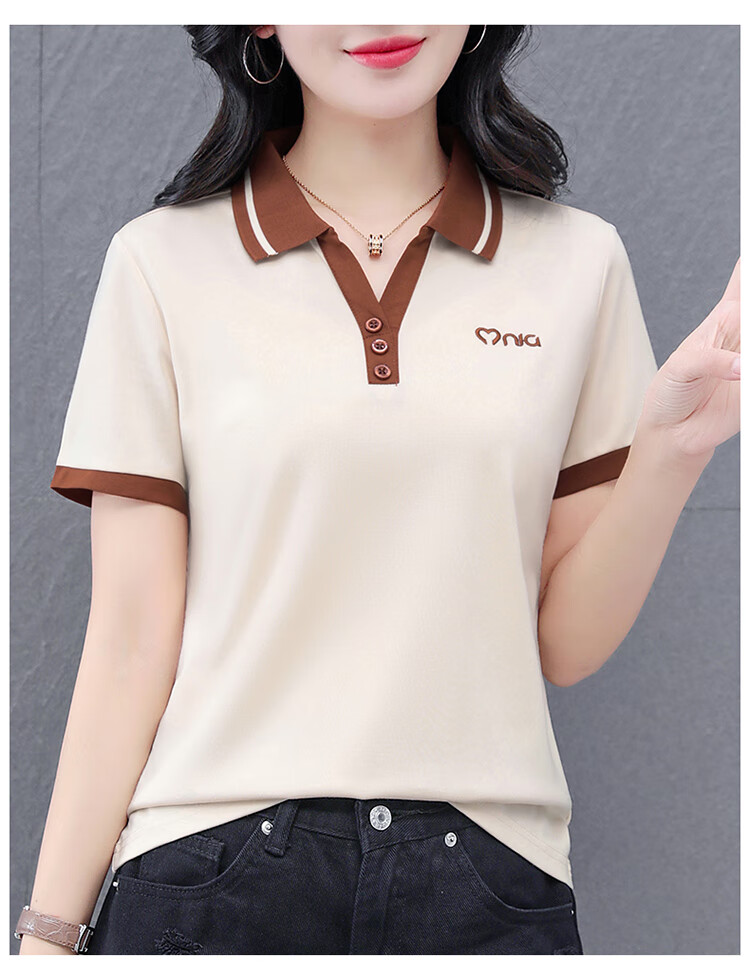 Woodpecker Women's Short Sleeve Polo Shirt Plus Size Slim Fit Red 2026 Spring Summer XL 14