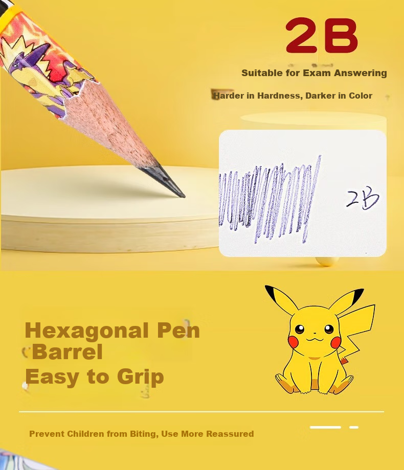 M&G Stationery HB Pencils, 12 Pieces, Pokemon Hexagonal Wooden Shaft with Eraser Tip, Random Styles, Student Summer Vacation Handwriting Practice Wooden Pencils QWP308E0 4