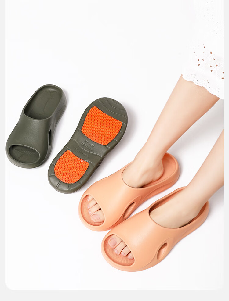 XGGC Non-Slip Slippers for Men, Summer Home Bathroom Shower-Specific Elderly Sandals for Women, Army Green, Size 40-41 1