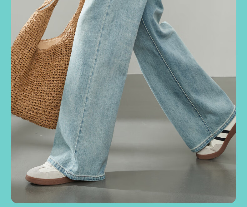 ESE-Y Straight-Leg Jeans for Women, New Spring 2025 Wide-Leg Trousers, Vintage Blue, Size 25 26