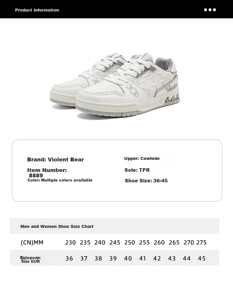 VIOLENTBEAR Men's Shoes, Summer Trendy Sneakers, Casual Couple Breathable Sports Shoes, 889YF White And Gray [Glow-In Style], Size 37 4