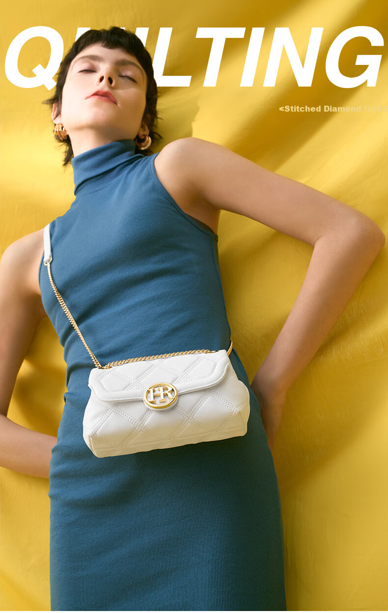 HR Handbag, Women's Crossbody Bag, Small Purse, Fashionable Diamond Pattern Chain Bag, Birthday Gift for Girlfriend 1