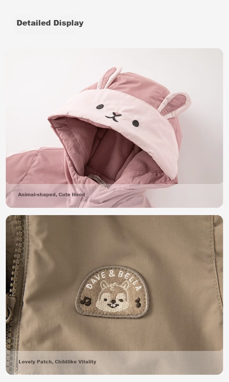 DAVE & BELLA Kids Waterproof Warm Cotton Padded Winter Jacket for Boys and Girls Thickened Baby Cotton Coat 3