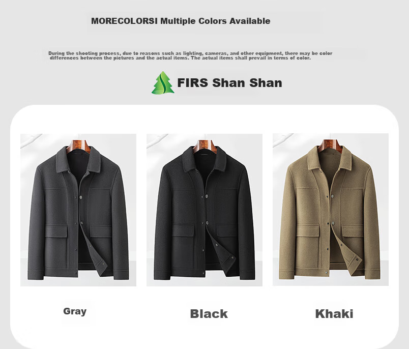 FIRS Men's Double-Faced Wool Jacket, Spring And Autumn Casual Warm Lapel Coat, Short Woolen Overcoat for Me 4