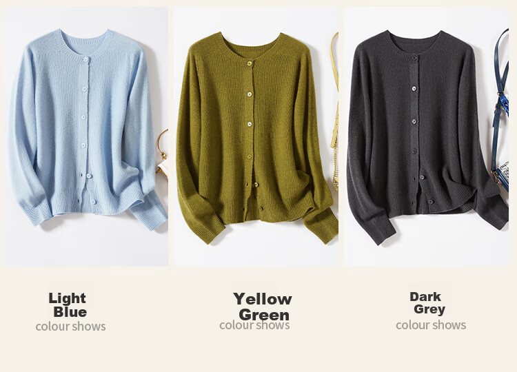 Jinju 100% Merino Wool Seamless Knit Cardigan, Autumn And Winter Classic Versatile Sweater Coat, Pure Wool Sweater for Women, Yellow-Green, Size L 8