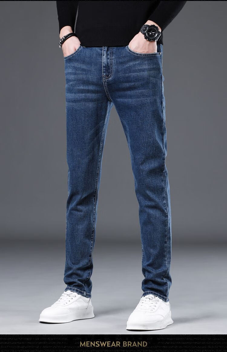 JEEP Spring New Fashion Straight-Leg High-End Men's Jeans, Trendy Pants for Men, 561 Blue, Size 30 12