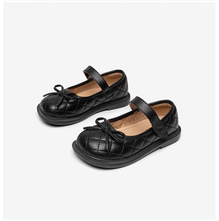RED DRAGONFLY Children's Autumn Girls' Shoes, Single Shoes with Soft Soles, Little Girl's Leather Shoes, Princess Shoes for Girls, Q43BPPY401, Black, Size 34 12