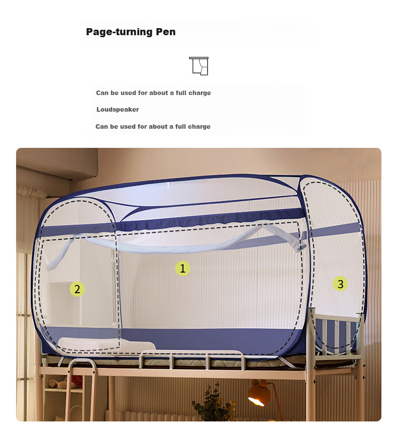 Sushidai Student Dormitory Mosquito Net, Three-Door Installation-Free Bedroom Mosquito Net, 0.9 Meter Single Bed Bunk Universal, Kuyi Summer 6