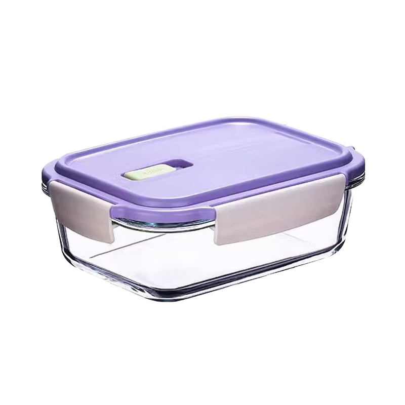 Anmai Borosilicate Heat-Resistant Glass Food Storage Container, 1080ml, Lunch Box, Refrigerator Organizer, Meal Box, S1856 Purple