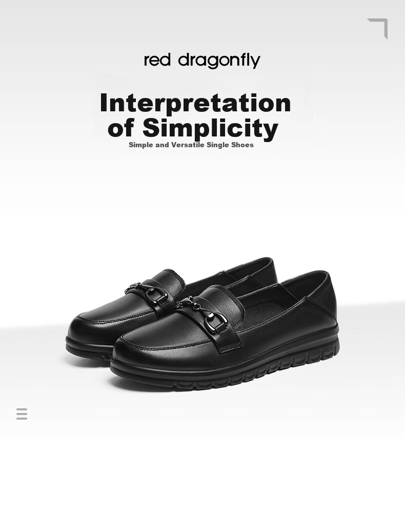RED DRAGONFLY Mom Shoes, Autumn Slip-On Loafers for Women, Soft-Soled Middle-Aged And Elderly Leather Shoes WJB15811, Black, Size 36 1