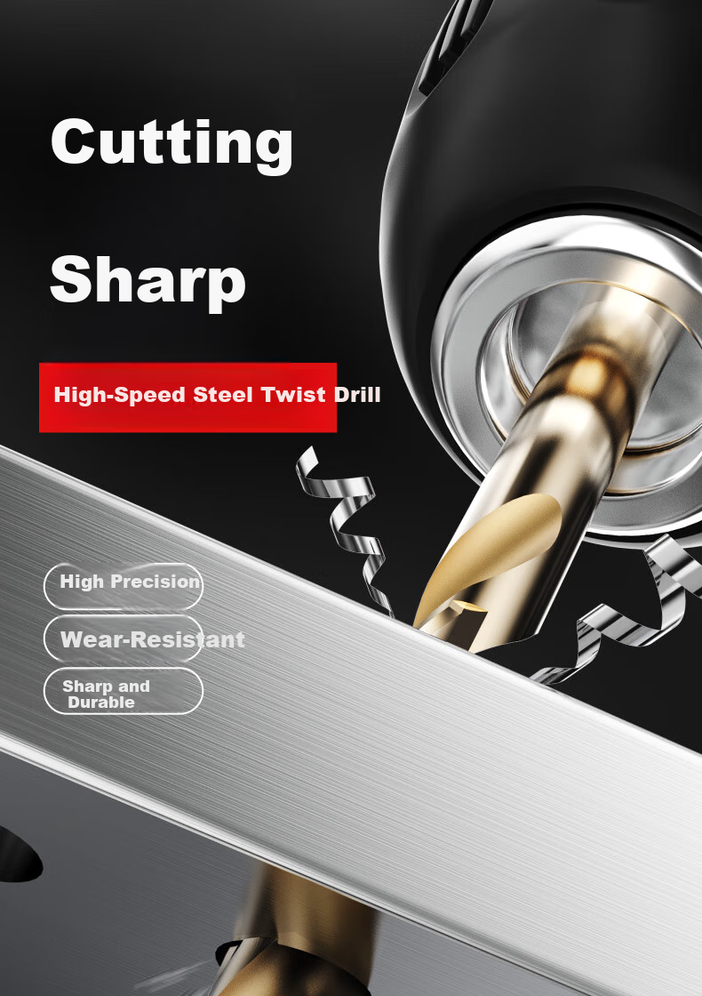 HUHAO Twist Drill Bit Set for Stainless Steel, Alloy Steel, Iron, High Hardness, Electric Hand Drill, Hole Drilling, Straight Shank Complete Set 1