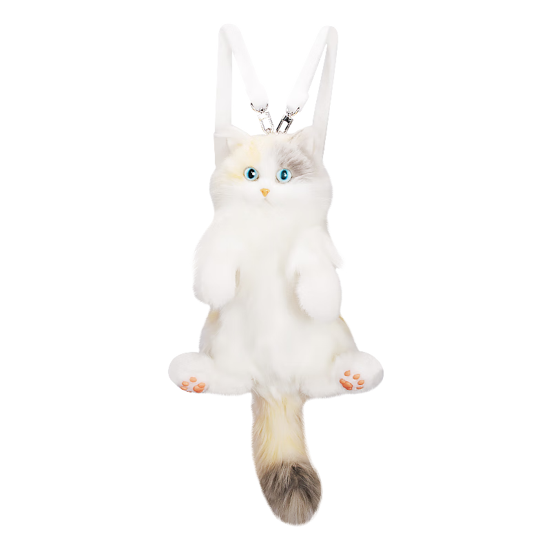 Chongke Mini Three-Flower Cat Backpack, Plush Toy with Realistic Fur, Birthday Gift for Children, Girls' Present