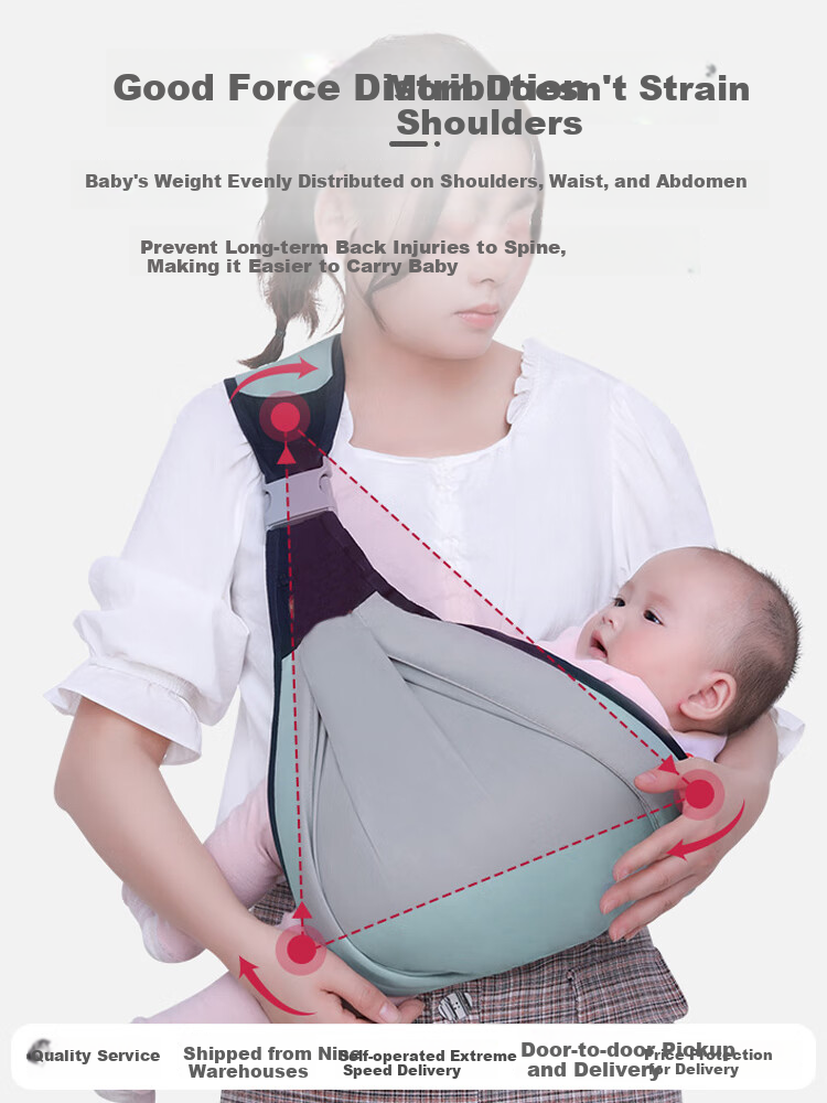9I9 Baby Carrier, Front And Cross-Carrier Dual-Use, Outdoor Use for Infants, Newborn Baby Carrying Aid, Multifunctional All-Season A75 6