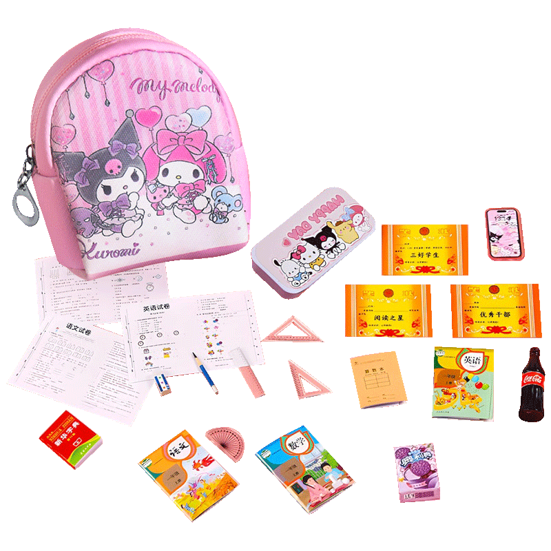 Cawndilla Families Mini Backpack, Children's Pretend Play Toy, for Girls Aged 3-6, Dollhouse Miniature Model Set, Birthday Gift for Boys And Girls