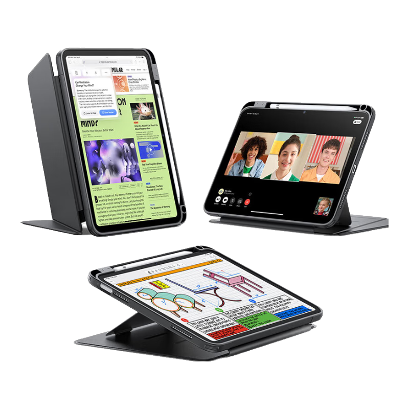 ESR Case for IPad Air 8/7/6/5/4, 11-Inch 2026/25 [Dual-Use Landscape And Portrait, Multi-Angle] M4/3 Apple Tablet 10.9 Full Protection Shockproof Black