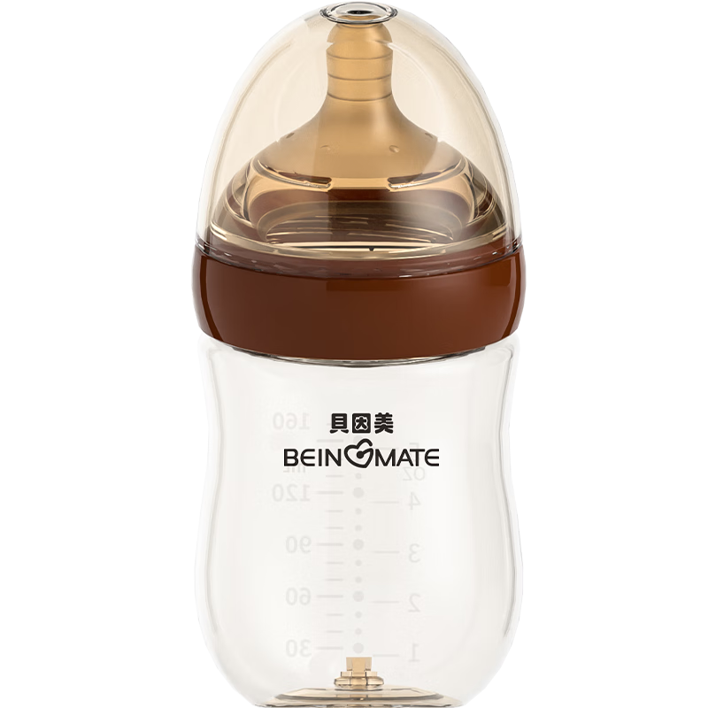 Beingmate Anti-Colic Glass Baby Bottle for 0-3 Months And Above, Newborn Infant Off-Center Breast-Like Nipple for Weaning