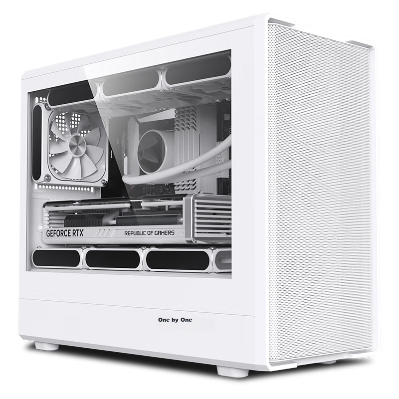 PADO W6 White MESH Mesh Cooling Case (Supports MATX Motherboard, Glass Side Panel, Steel Mesh Front Panel, Independent PSU Compartment, Dust Filter, Supports 4080 Graphics Card) White
