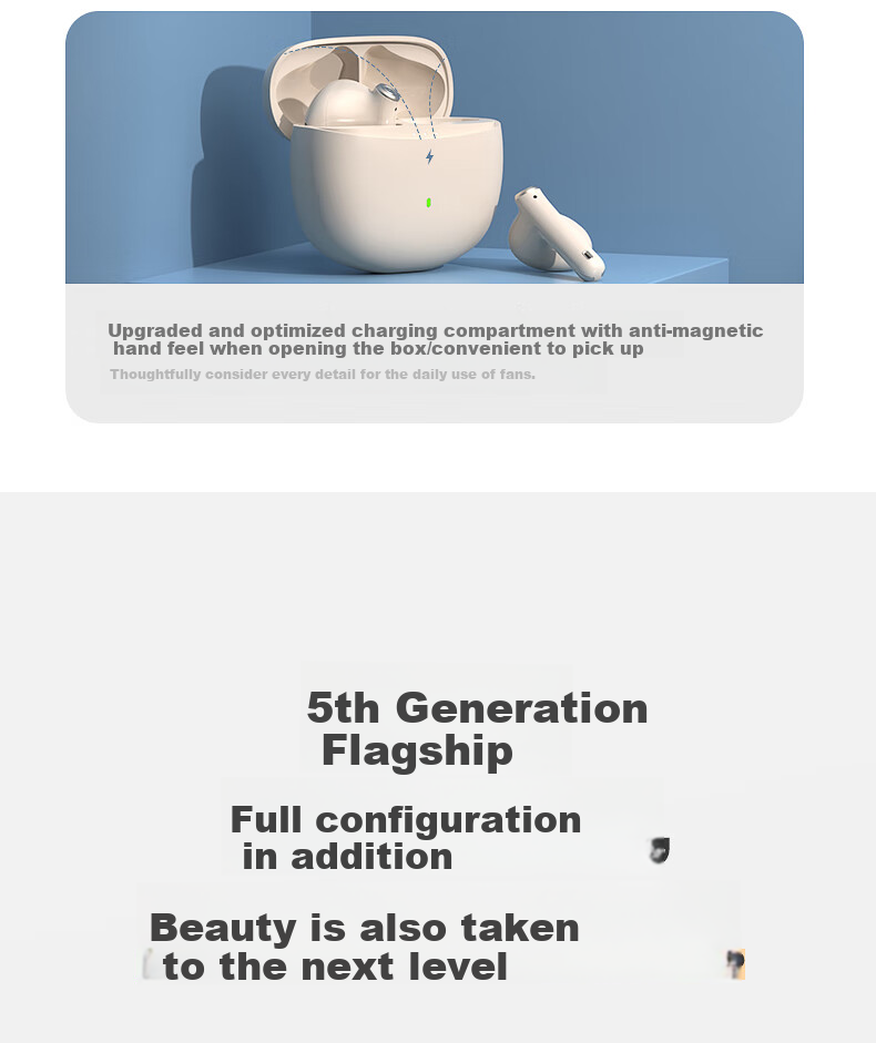 IKF Find Air5 LDAC True Wireless Bluetooth Earbuds Music Sports Semi-In-Ear Gaming Low Latency Dual Host Bluetooth 6.0 Classic White 8