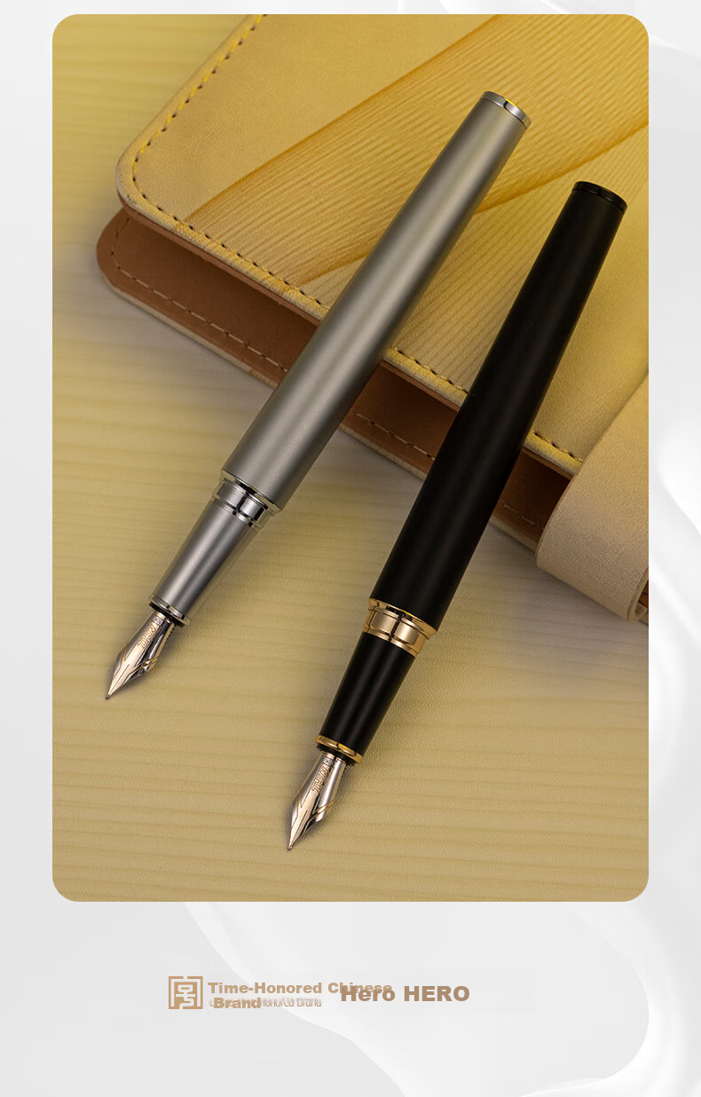 HERO Fountain Pen, Zhenrong Series Light Luxury 10K Gold Pen, Platinum Color Ink Cartridge Gift Box, High-End Signature Pen for Women, Elegant Gift for Leaders And Teachers 5