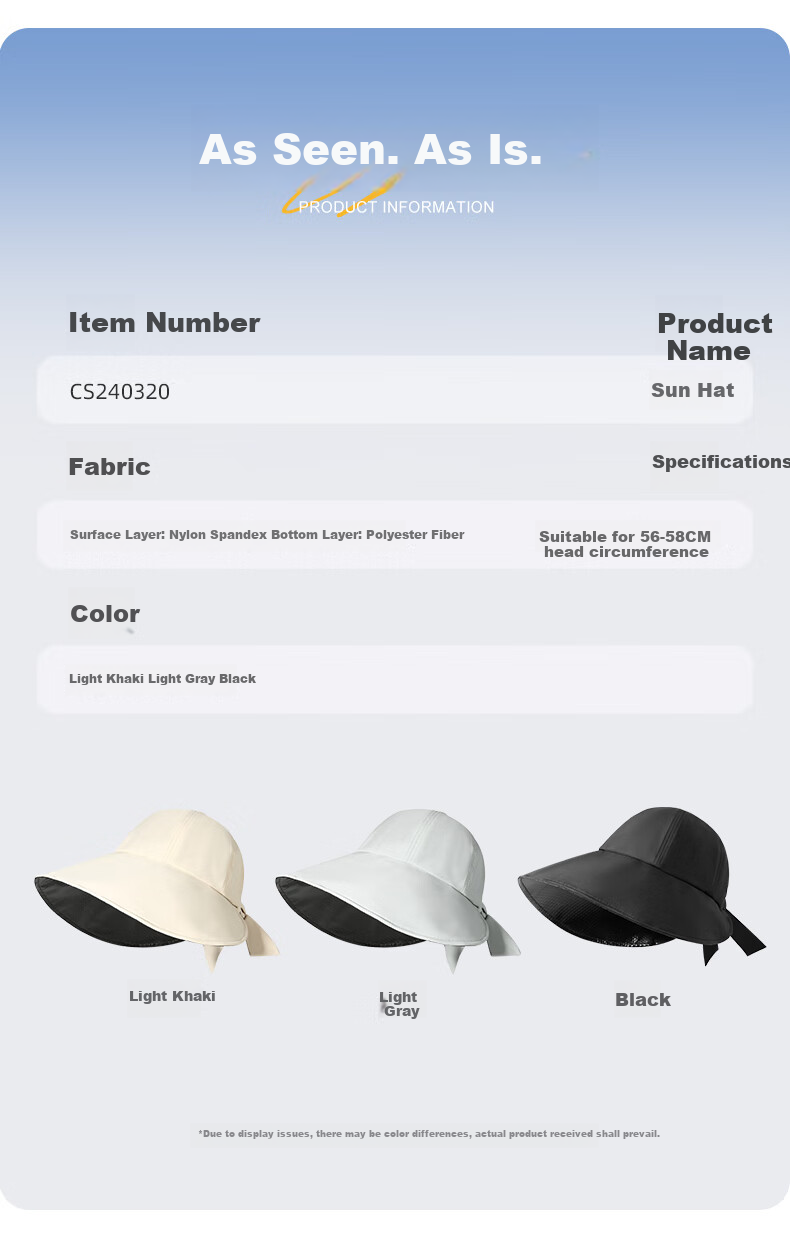 CACUSS Sun Protection Hat for Women, Summer Wide Brim Black Gel Sun Hat, Outdoor UV-Resistant Cap, Black 8