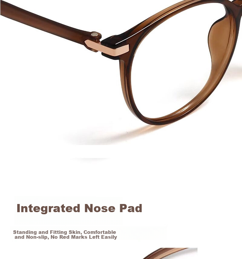 Boshide Blue Light Blocking Glasses, Non-Prescription Lenses, Cold Tea Color Plain Face Glasses for Round Faces, Making Face Look Smaller And More Elegant, Cold Tea Color 10