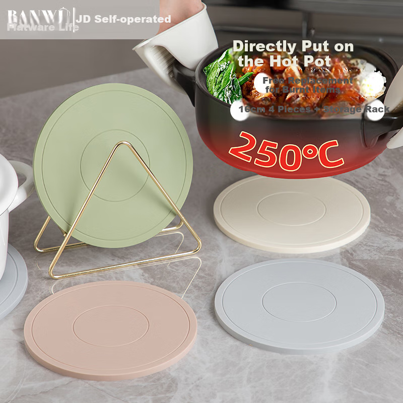 Banwushenghuo Silicone Heat-Resistant Mat, High-Temperature Resistant Pot Holder, Coaster for Cups And Teacups, Anti-Scalding Pad, Table Mat, Pot Pad, Bowl Mat, Plate Mat, And Placemat