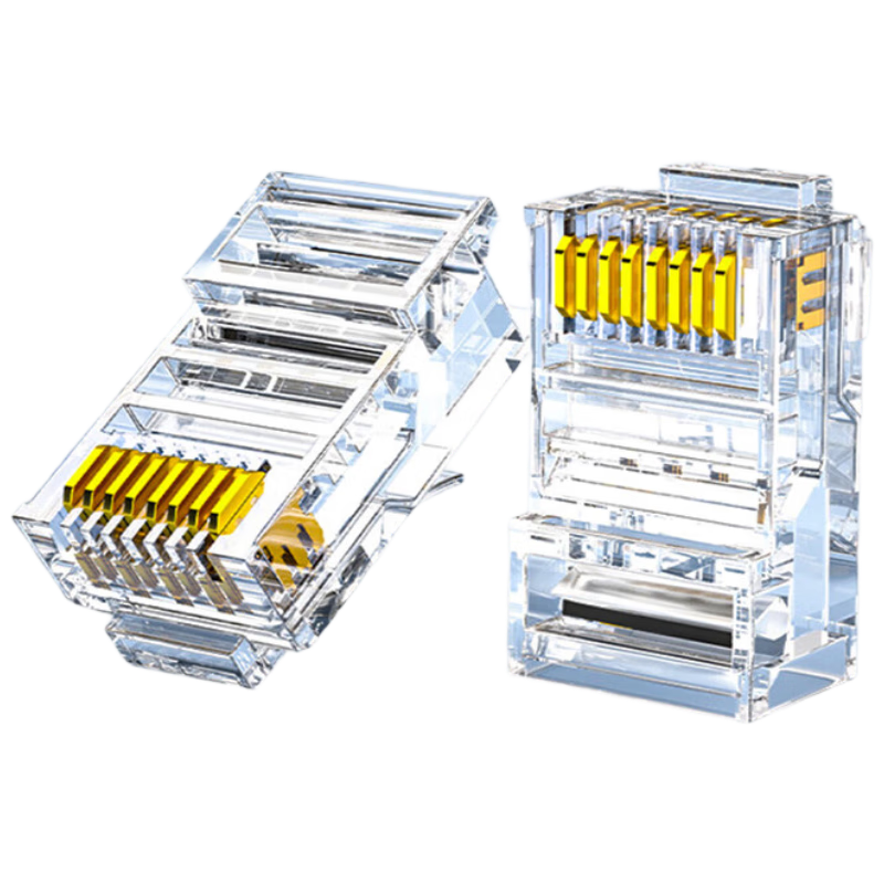 ZLEUE CAT6 Gigabit Gold-Plated Network Connector, Category 6 RJ45 Engineering Grade Computer Network Cable Connector, Category 6 Shielded Cable, Pack of 100, ZL-T6100