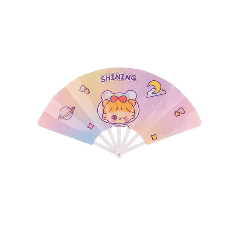 Extreme Space Cartoon Folding Fan Birthday Gift Small Fan Children's Summer Photo Cooling Fan 2-Pack