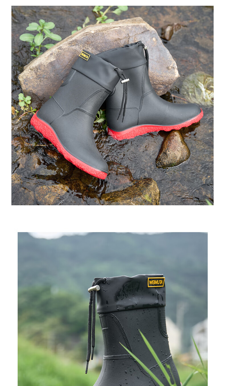 Lanoudun Men's Tall Waterproof Rain Boots, Rubber Shoes, Outdoor Fishing, Car Washing, Non-Slip Chef Shoes Cover YX1018 Size 44 17