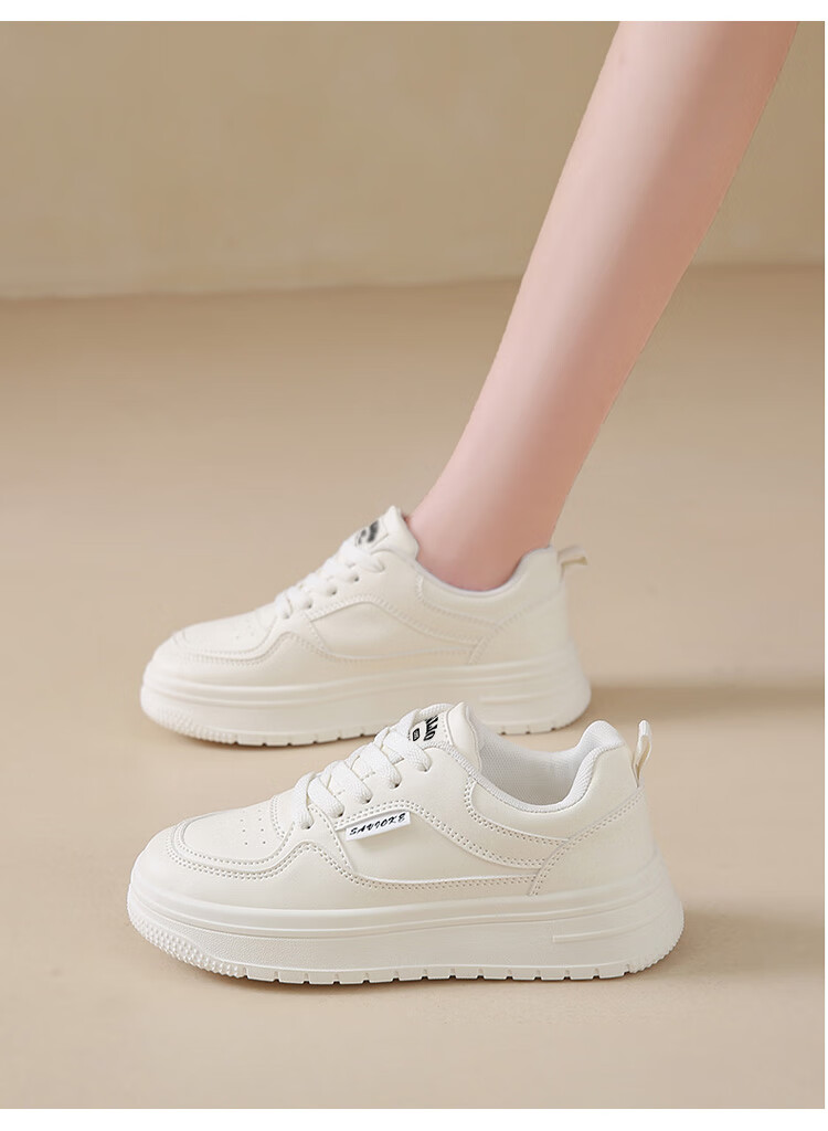 TonLion Women's Shoes, Summer 2026 White Sneakers, Korean-Style Student Skateboard Shoes for Women, Casual Sports Shoes, Beige, Size 35 12