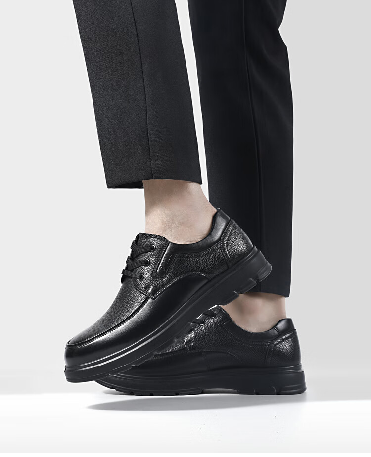 Guizhibu Men's Leather Shoes, Dress Shoes, Business Formal Wear, Genuine Top-Grain Cowhide, 2026 New Style Casual Wedding British Derby Shoes 3
