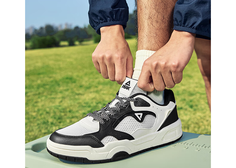 PEAK Taiji White Sneakers for Men, Summer Wear-Resistant Height-Increasing Mesh Shoes, Soft-Soled Running Sports Casual Shoes DB520117 21