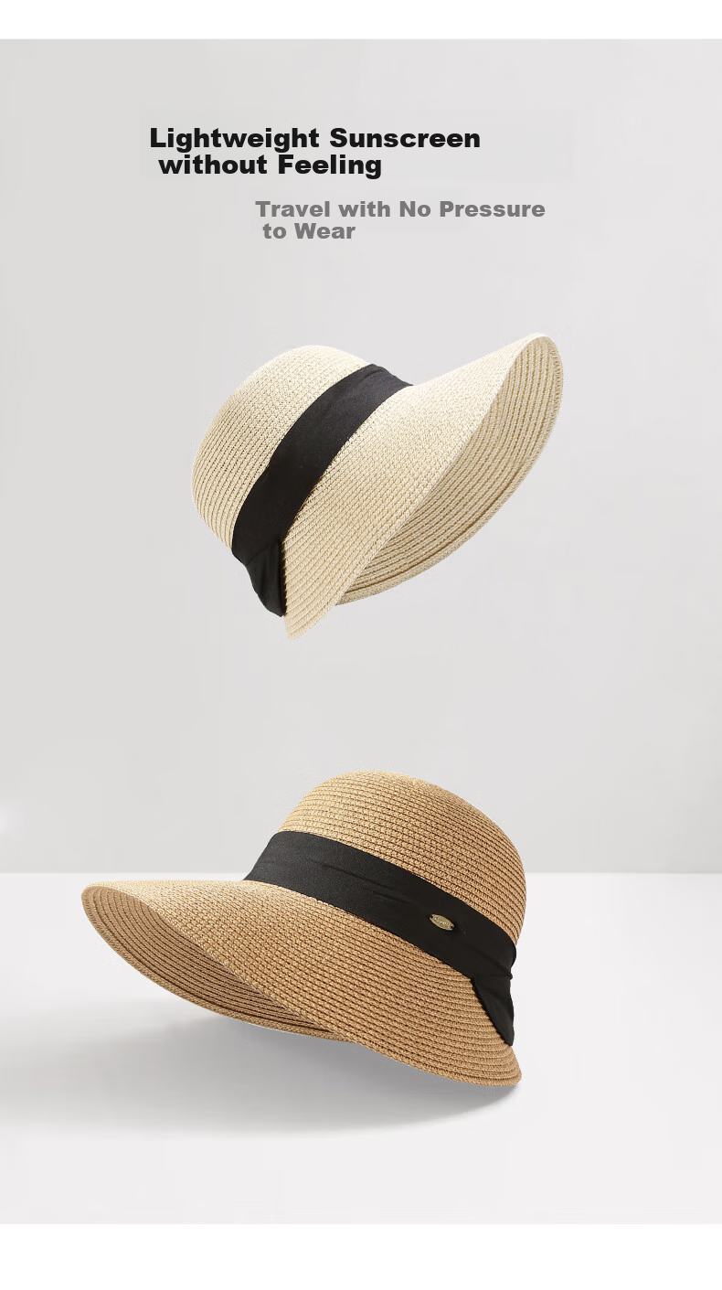 CACUSS Sun Hat for Women, Summer UV Protection Hat with Wide Brim, Open Top Straw Hat, Sun Visor, Rollable Hat for Women, Gelin Brow 8