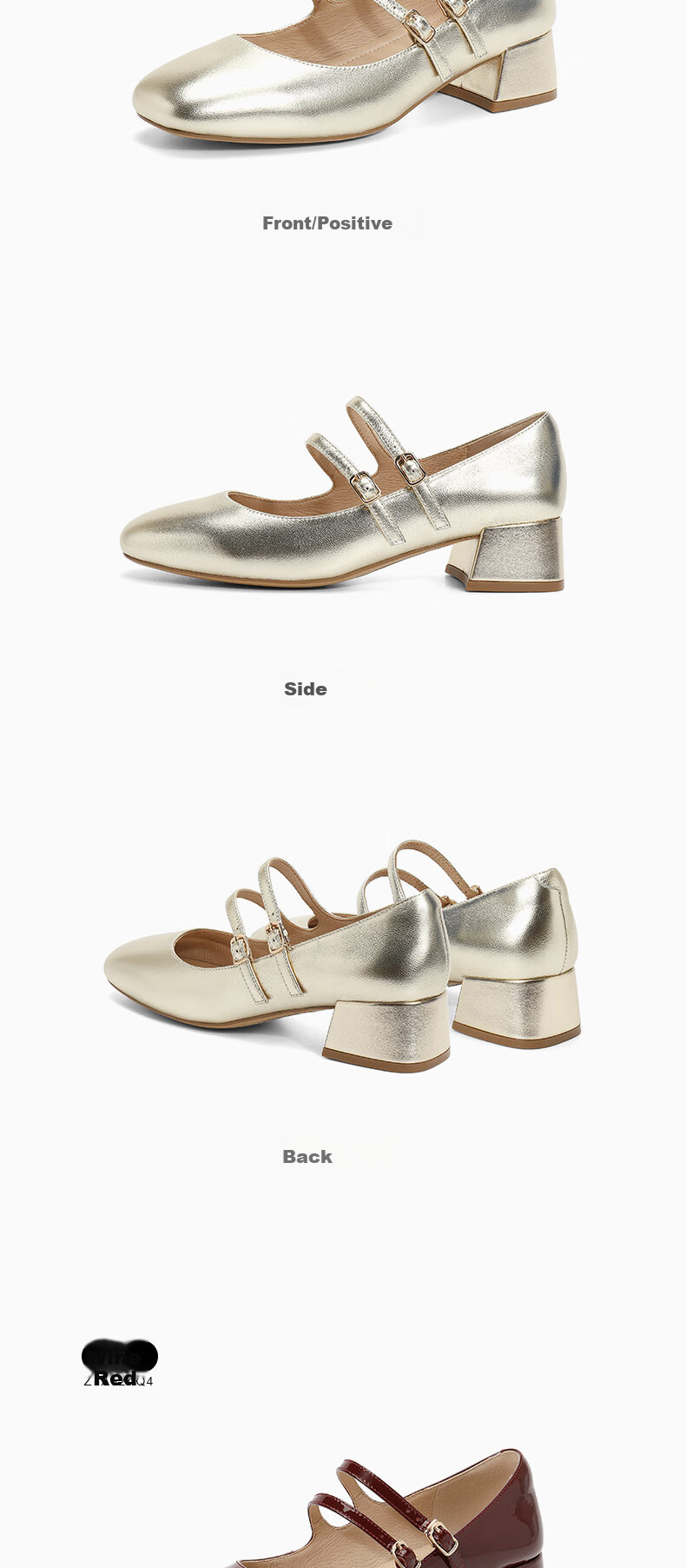 SENDA Mary Jane Women's Shoes, High Heels, Chanel-Style Genuine Leather Commuter Pumps, Ladies' Leather Shoes ZTA62AQ4, Silver, Size 40 9
