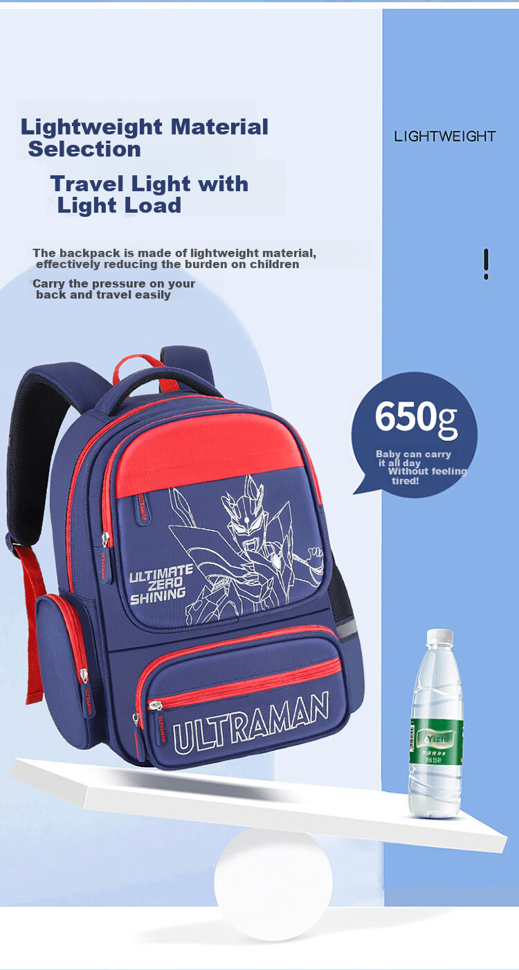 S.X-ZEBRA Ultraman Backpack for Boys, Elementary School Students in Grades One to Six, Boys' Lightweight Spine-Protecting Children's Backpack 8