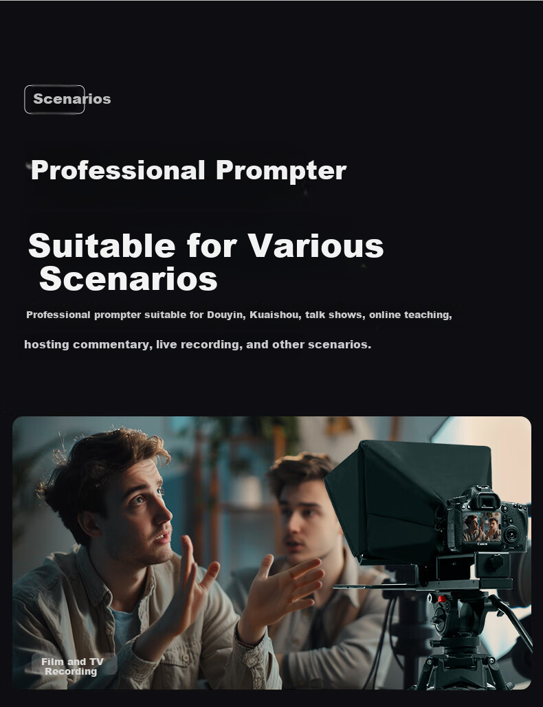 AMBITFUL T14Pro Large Screen Teleprompter Host Phone Tablet DSLR Mirrorless Camera Portable Teleprompter Video Recording Prompt Subtitle Live Streaming Interview Gaffe-Fixing Device 4